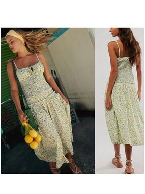 Free People Lavender Daze Smocked Dress- Size Large